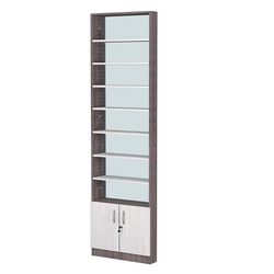 Стеллаж из ДСП с 7-ю полками 100x600 мм серии LEVEL-7 №1-2 (З/C - ЗЕРКАЛО), Ясень Анкор темный + Ясень Анкор светлый