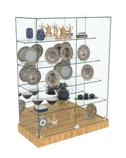 Торговый пристенный прилавок Зеркало с четырьмя прозрачными полками №109 (закрытый), Дуб Золотистый