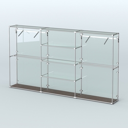 Торговая система ХРОМ (задняя стенка - стекло) 3600 мм с прозрачными полками и поручнями №10, Дуб Венге