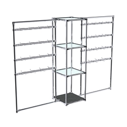 Хромированное вешало ШТАНГА №2-1 с полками стекло 6 мм, Антрацит