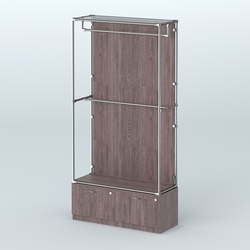 Торговая система ХРОМ (задняя стенка - ДСП) 1200 мм №1-3 с тумбой Т-15 и поручнями, Ясень Анкор темный