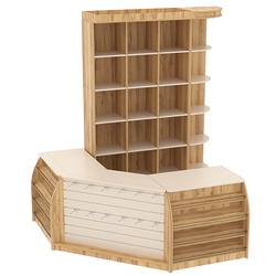 Комплект кассовой зоны со стеллажами - ячейками №1, Дуб Золотистый Крем Вайс