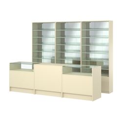 Комплект витрин с наклонными полками SL-6 №12-2 и прилавков ЭК-2, Крем Вайс