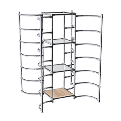 Хромированное вешало ДУГА №3-4 с зеркальными полками 4 мм, Дуб Сонома