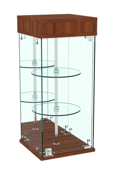 Витрина РОТАЦИЯ настольная с вращающимися полками №25-2 (задняя стенка - зеркало), Орех
