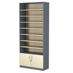 Стеллаж из ДСП с 7-ю полками 350x900 мм серии LEVEL-7 №13 (З/C - ДВП), Темно-серый + Крем Вайс