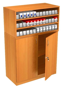 Прилавок для сигарет Т-27 высокий с тумбой и акриловыми диспенсерами, Дуб Сонома