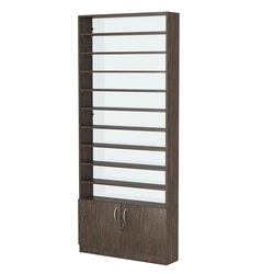 Стеллаж из ДСП с 9-ю полками 200x900 мм серии LEVEL-9 №10-1 (З/C - СТЕКЛО), Дуб Венге