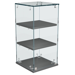 Витрина Истра настольная №21-ДП с прямыми полками из ДСП, Темно-Серый