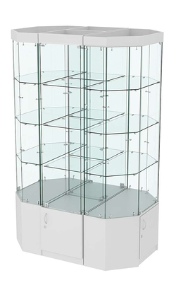 Стеклянная островная широкая с подсветкой витрина серии Истра №801-О-450, Серый