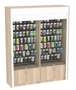 Торговая витрина двухсекционная с рольставнями ЭКДВ-3, Дуб сонома