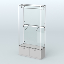 Торговая система ХРОМ (задняя стенка - стекло) 1200 мм №2-3 с тумбой Т-15 и поручнями, Серый