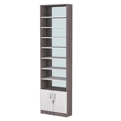 Стеллаж из ДСП с 7-ю полками 200x600 мм серии LEVEL-7 №3-2 (З/C - ЗЕРКАЛО), Ясень Анкор темный + Ясень Анкор светлый