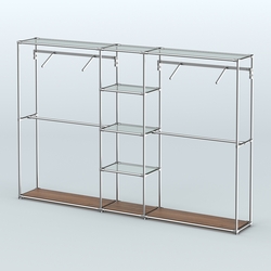 Торговая система ХРОМ без ДСП 3030 мм с прозрачными полками и поручнями №12, Орех