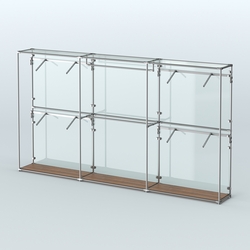 Торговая система ХРОМ (задняя стенка - стекло) 3600 мм с поручнями №2, Орех