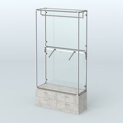 Торговая система ХРОМ (задняя стенка - стекло) 1200 мм №2-2 с тумбой Т-14 и поручнями, Метрополитан Грей