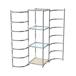 Хромированное вешало ДУГА №1-1 с полками стекло 6 мм, Крем Вайс