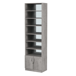 Стеллаж из ДСП с 6-ю полками 350x600 мм серии LEVEL-6 №6-2 (З/C - ЗЕРКАЛО), Бетон Чикаго светло-серый F186 ST9