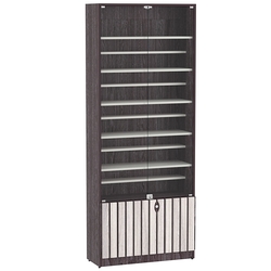 Витрина серии "Смок" №1-ДП-800 (с доп. полками), Ясень Анкор темный + Ясень Анкор светлый