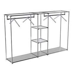 Хромированный стенд-вешало TD-51 №1-4 Хром с полками Зеркало 4мм, Серый