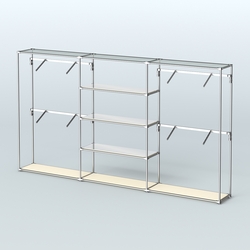 Торговая система ХРОМ без ДСП 3600 мм с зеркальными полками и поручнями №5, Крем Вайс