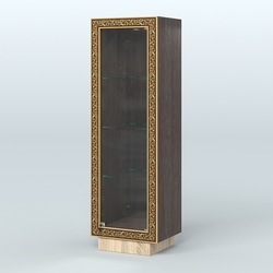 Низкая витрина с декором и тремя прозрачными полками НБА-3, Дуб Венге + Дуб Сонома