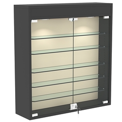 Настенная витрина с бархатом серии БАРОН №1-3А (пять полок), Черный + 01 Cream