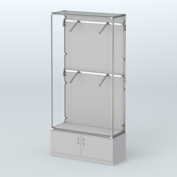 Торговая система ХРОМ (задняя стенка - ДСП) 1200 мм №3-4 с тумбой Т-21 и поручнями, Серый