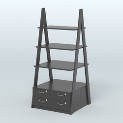 Торговая двусторонняя стойка ЛОФТ №4-950 с узкими выдвижными ящиками, Черный