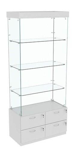 Витрина ХРУСТАЛЬ №101 прямоугольная (задняя стенка - стекло), Серый