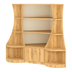 Угловой низкий стеллаж ГАРАНТ №1, Дуб Золотистый и Крем Вайс