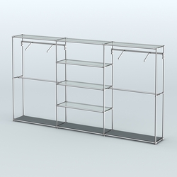 Торговая система ХРОМ без ДСП 3600 мм с прозрачными полками и поручнями №10, Темно-Серый