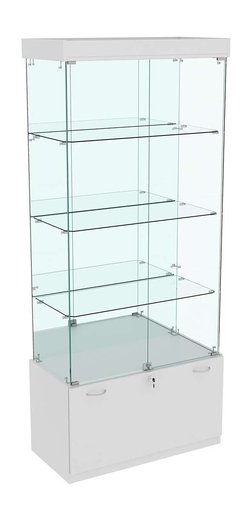 Витрина Кристалл №3 прямоугольная (задняя стенка - зеркало), Серый