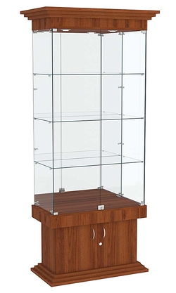 Витрина широкая с тремя полками и зеркалом ДОНЖОН №3, Орех