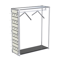 Хромированный стенд-вешало ETD-12 №1-4 (торец-ЭП) с полкой Зеркало 4мм, Черный