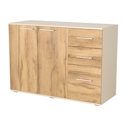 Комод ВЕКТОР КВ-07, Крем Вайс и Дуб Золотистый