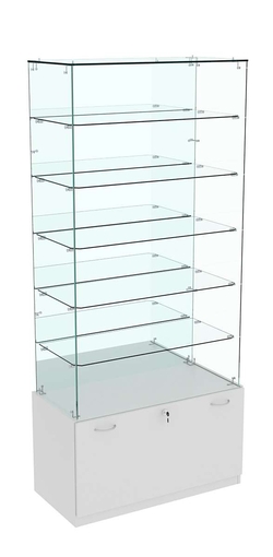 Витрина Кристалл №607 прямоугольная (З/C - зеркало), без дверей, Серый