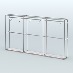 Торговая система ХРОМ без ДСП 3600 мм с поручнями №7, Ясень Анкор светлый