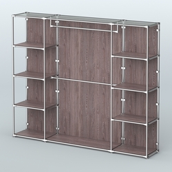 Торговая система ХРОМ (задняя стенка - ДСП) 2430 мм с полками ДСП и поручнями №3, Ясень Анкор темный