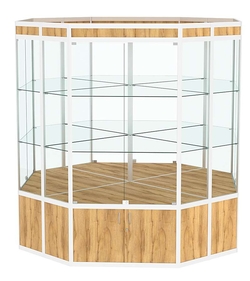 Витрина из профиля островная восьмигранная №1, Дуб Золотистый