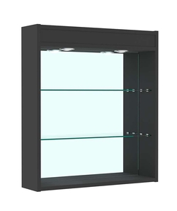 Витрина настенная №1-4Г открытая зеркальная с подсветкой, Черный