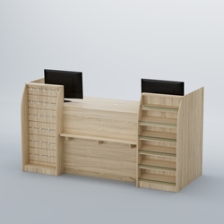 Ресепшен Атлант с фасадными наклонными полочками и экономпанелью №5, Дуб сонома