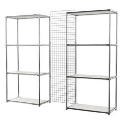 Сетчатый стеллаж СТИЛЬ с полками ДСП и решеткой №31-3, Белый