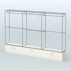 Торговая система ХРОМ без ДСП 3600 мм №5 с тумбами Т-21 и поручнями, Белый