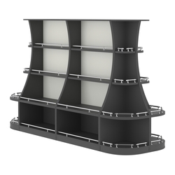 Островной низкий стеллаж ГАРАНТ №3-О с ограничителями, Черный и Белый