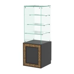 Стеклянный прилавок с декором и крепежами №СПБА-206, Черный