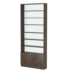 Стеллаж из ДСП с 6-ю полками 200x900 мм серии LEVEL-6 №10-1 (З/C - СТЕКЛО), Дуб Венге