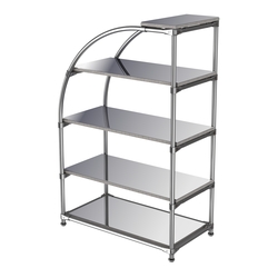 Хромированный стенд универсальный TD-06 (Т) с полками Зеркало 4мм, Бетон Чикаго светло-серый F186 ST9