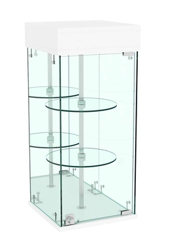 Витрина РОТАЦИЯ настольная с вращающимися полками №25-2 (задняя стенка - зеркало), Белый