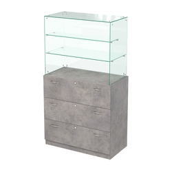 Открытый прилавок с выдвижными ящиками Селена-2, Бетон Чикаго светло-серый F186 ST9